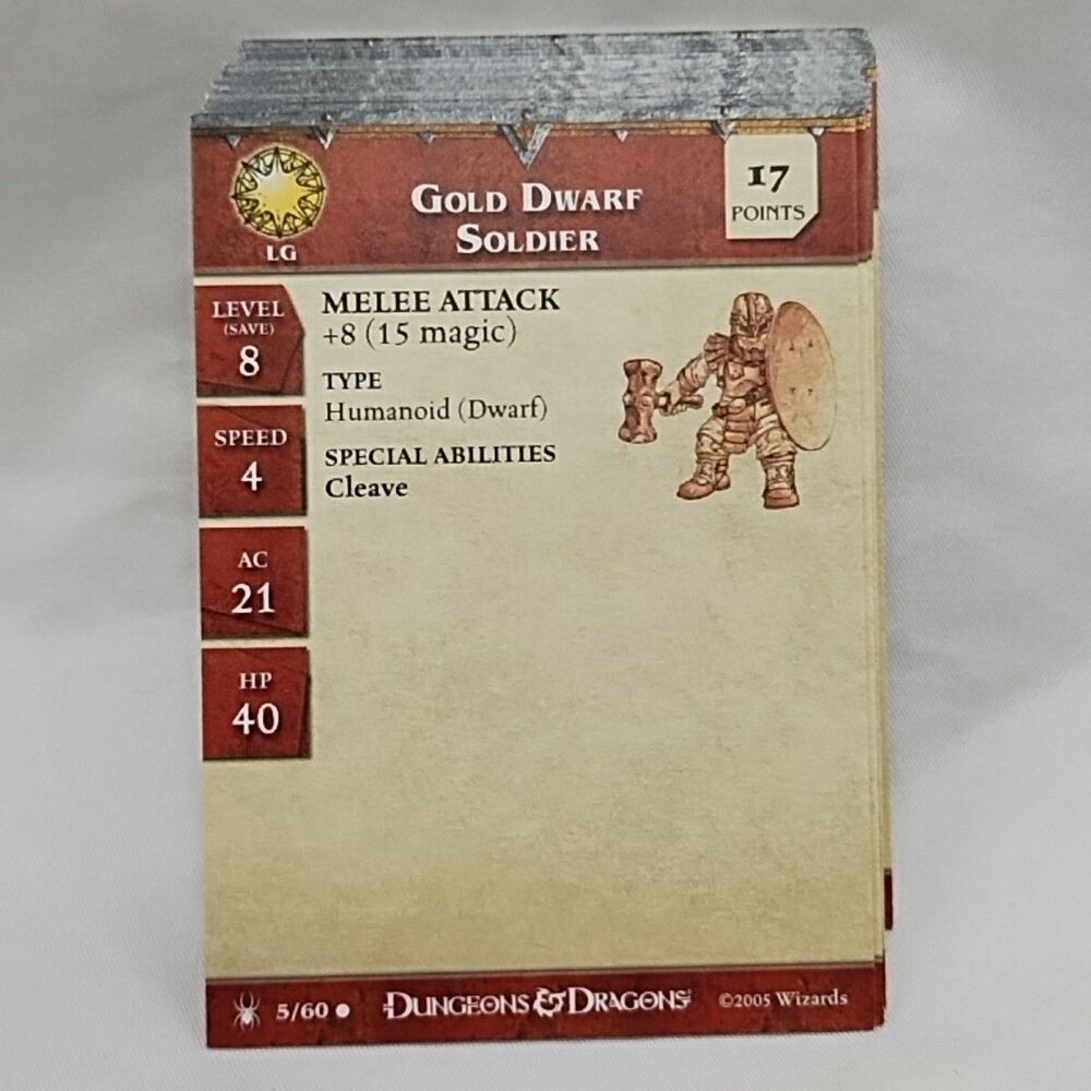 Lot Of (32) Dungeons And Dragons Underdark Miniatures Game Stat Cards